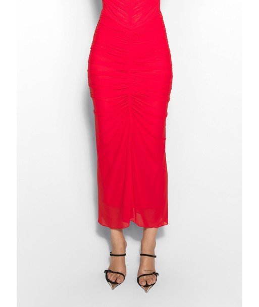 red ruched mesh skirt prix pour 