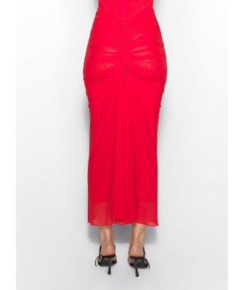 red ruched mesh skirt prix pour 