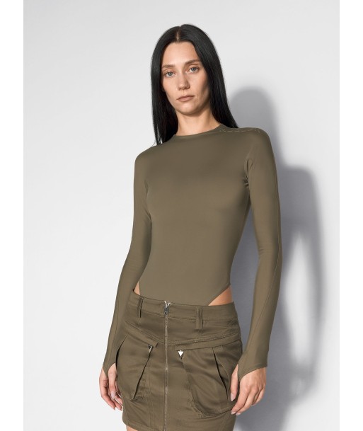 khaki shoulder logo bodysuit Livraison rapide