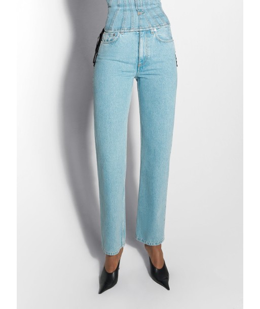 blue laced-up straight leg jeans Le MVP de beaucoup