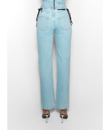 blue laced-up straight leg jeans Le MVP de beaucoup