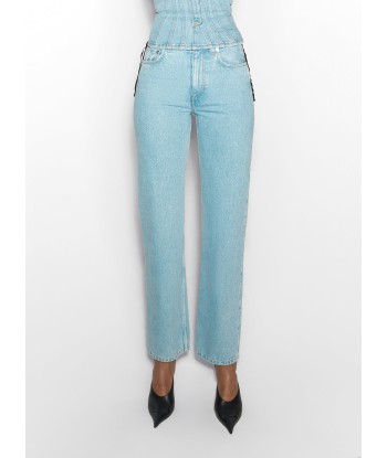 blue laced-up straight leg jeans Le MVP de beaucoup