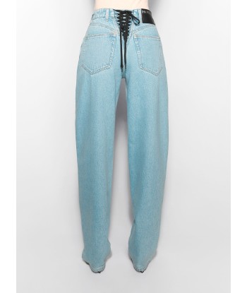 blue laced-up wide leg jeans Par le système avancé 