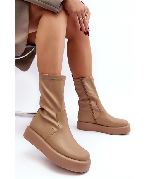 Bottes femme à plateforme beige Livraison rapide