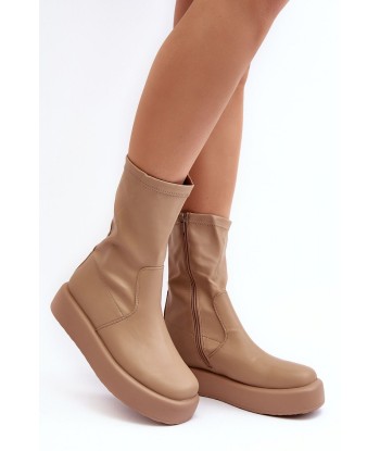 Bottes femme à plateforme beige Livraison rapide