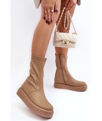 Bottes femme à plateforme beige Livraison rapide