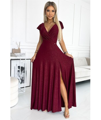 Robe longue satinée CECILIA le des métaux précieux