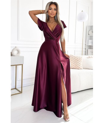 Robe longue satinée CECILIA le des métaux précieux