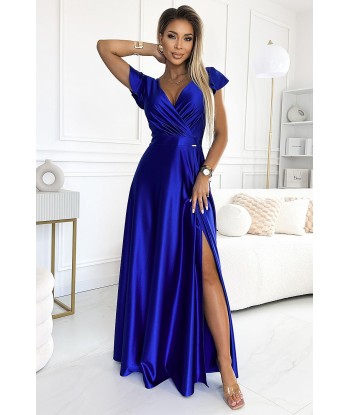 Robe longue satinée CECILIA le des métaux précieux