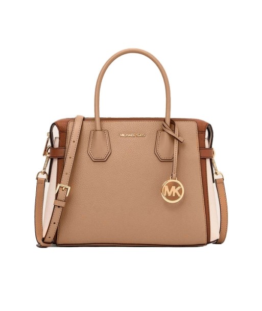 Sac à main Michael Kors Mercer camel multi marron brillant des détails fins