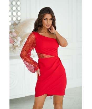 Robe de soirée rouge détail paillettée Kelly 4 les ctes