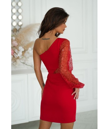 Robe de soirée rouge détail paillettée Kelly 4 les ctes