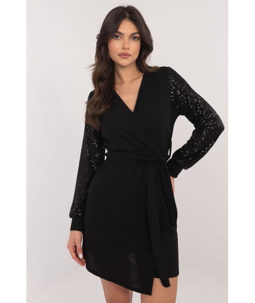 Robe noire pailletée collection Lucia les ctes