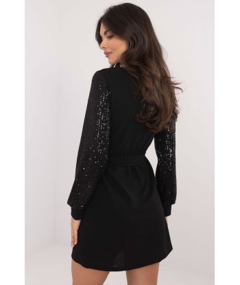 Robe noire pailletée collection Lucia les ctes