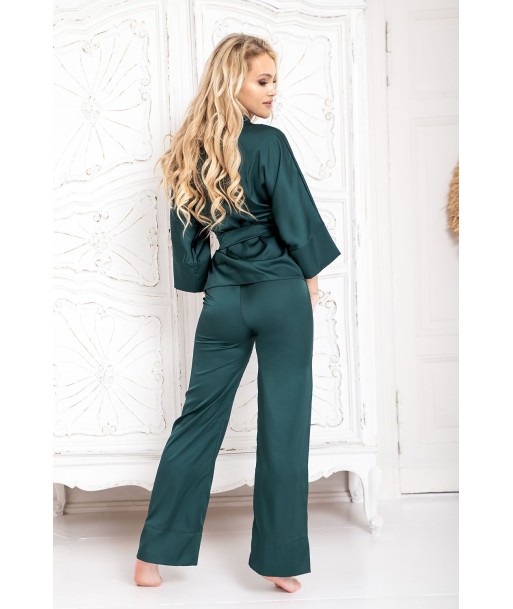 Ensemble de nuit pantalon et haut satinée vert Maja acheter en ligne