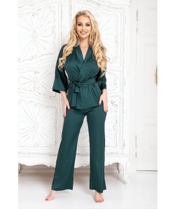 Ensemble de nuit pantalon et haut satinée vert Maja acheter en ligne