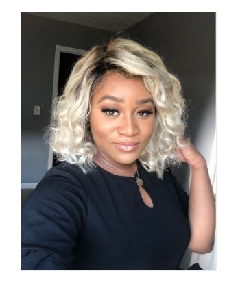 PERRUQUE  BRÉSILIENNE - LACE WIG LISSE - BLONDE / RACINES NOIRES pas cheres