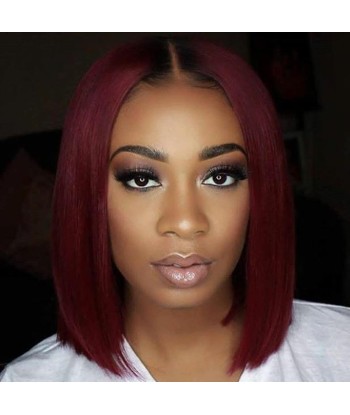 PERRUQUE PÉRUVIENNE"ADELE" COULEUR BORDEAUX CLOSURE Comparez plus de prix