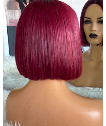 PERRUQUE PÉRUVIENNE"ADELE" COULEUR BORDEAUX CLOSURE Comparez plus de prix