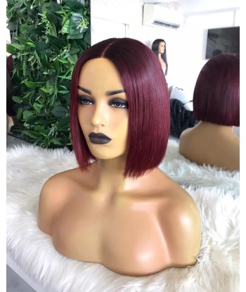 PERRUQUE PÉRUVIENNE"ADELE" COULEUR BORDEAUX CLOSURE Comparez plus de prix