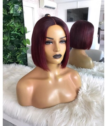 PERRUQUE PÉRUVIENNE"ADELE" COULEUR BORDEAUX CLOSURE Comparez plus de prix