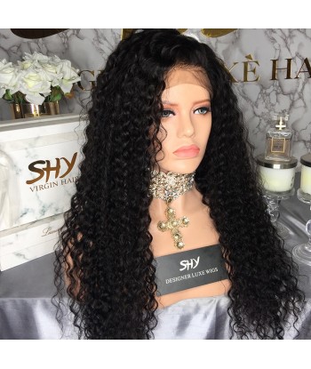 PERRUQUE BRÉSILIENNE CURLY AVANT DENTELLE VÉRITABLES CHEVEUX HUMAINS Par le système avancé 