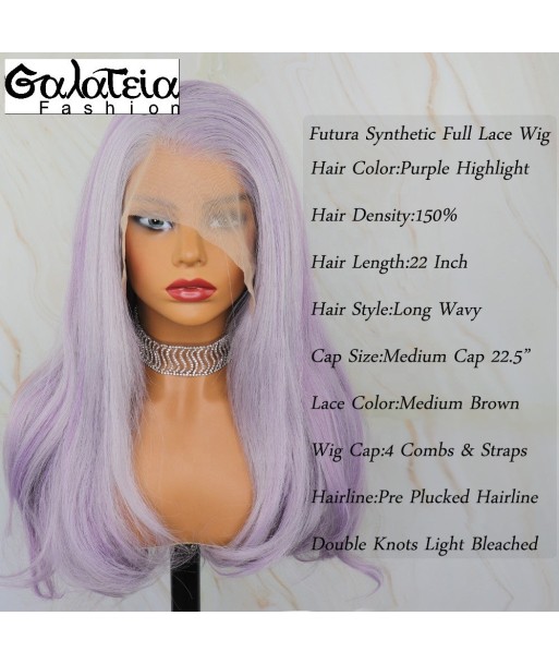 PERRUQUE  SYNTHÉTIQUE FIBRE FUTURA LÉGÈREMENT ONDULE  HIGHLIGHT VIOLET FULL LACE store