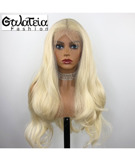 PERRUQUE BODY WAVE  SYNTHÉTIQUE FIBRE FUTURA  BLONDE 613 AVANT DENTELLE  SUISSE 13X6 vente chaude votre 