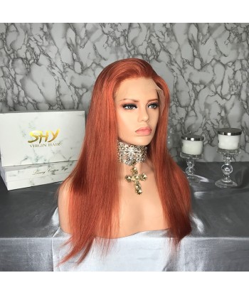 PERRUQUE BRÉSILIENNE LISSE GRADE 8A REMY HAIR COULEUR ORANGE AVANT DENTELLE la livraison gratuite