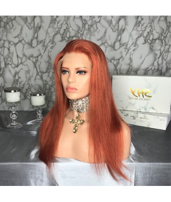 PERRUQUE BRÉSILIENNE LISSE GRADE 8A REMY HAIR COULEUR ORANGE AVANT DENTELLE la livraison gratuite