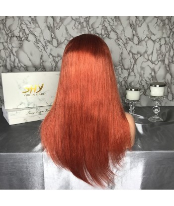 PERRUQUE BRÉSILIENNE LISSE GRADE 8A REMY HAIR COULEUR ORANGE AVANT DENTELLE la livraison gratuite