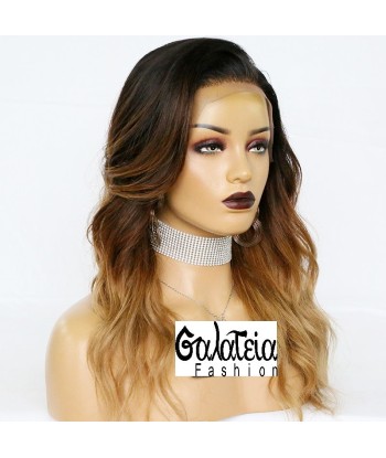 PERRUQUE "MEGAN" OMBRE BLONDE WAVY  LACE FRONTALE 13*4 rembourrage situé sous