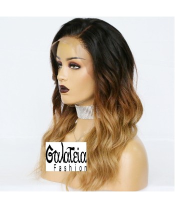 PERRUQUE "MEGAN" OMBRE BLONDE WAVY  LACE FRONTALE 13*4 rembourrage situé sous