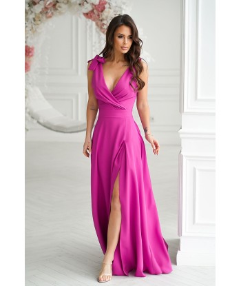 Robe de soirée violette détail noeuds Pamela 4 pas cher 