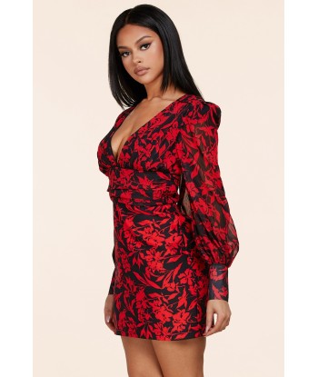 MINI ROBE "MIREILLE" FLORALE ROUGE acheter en ligne