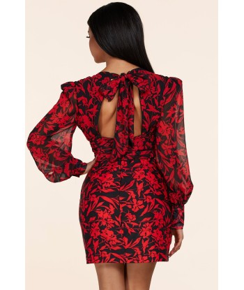 MINI ROBE "MIREILLE" FLORALE ROUGE acheter en ligne