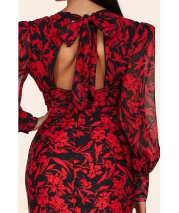 MINI ROBE "MIREILLE" FLORALE ROUGE acheter en ligne