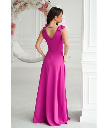 Robe de soirée violette détail noeuds Pamela 4 pas cher 